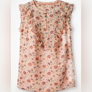 BODEN Elise Blouse Women's S/S Ruffles Sleeve Round Neck Colorful Size 12 (US)